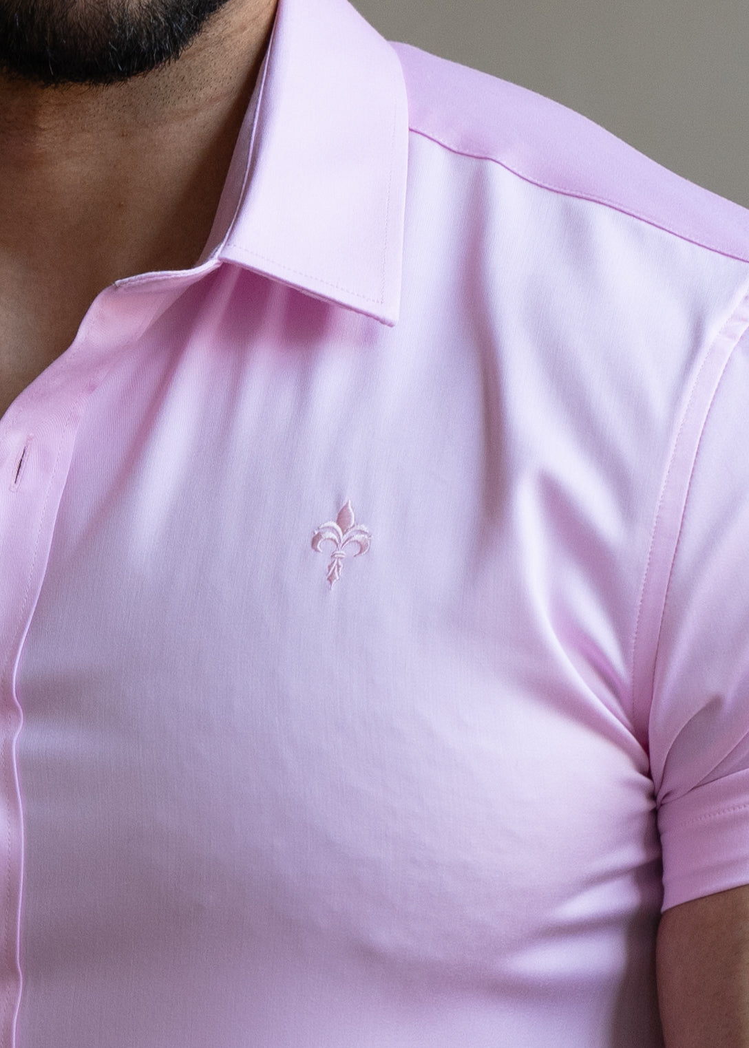 Slim Fit Short Sleeve Shirt Pale Pink