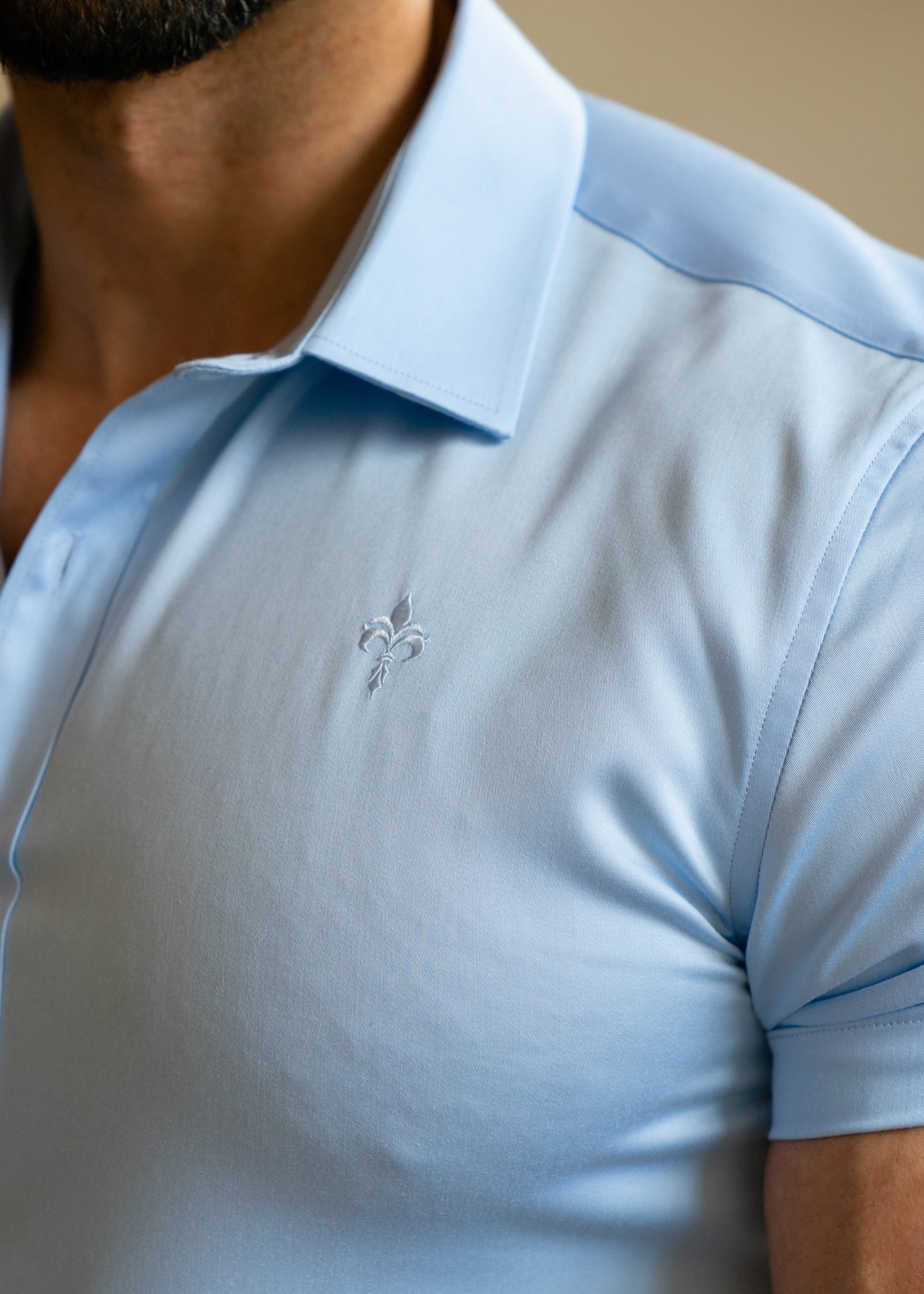 Slim Fit Short Sleeve Shirt Pale Blue