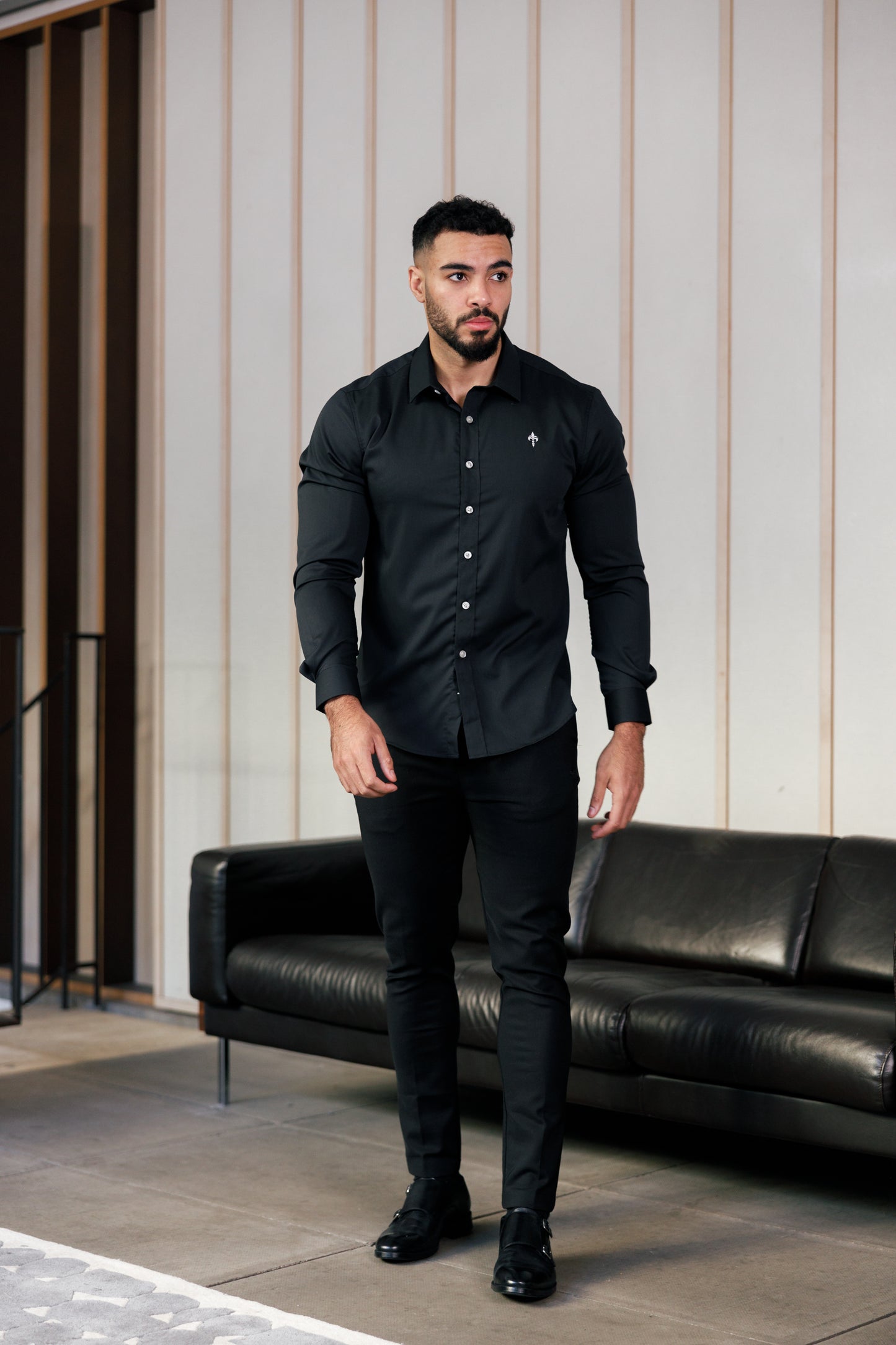 Tailored Fit Long Sleeve Shirt Black
