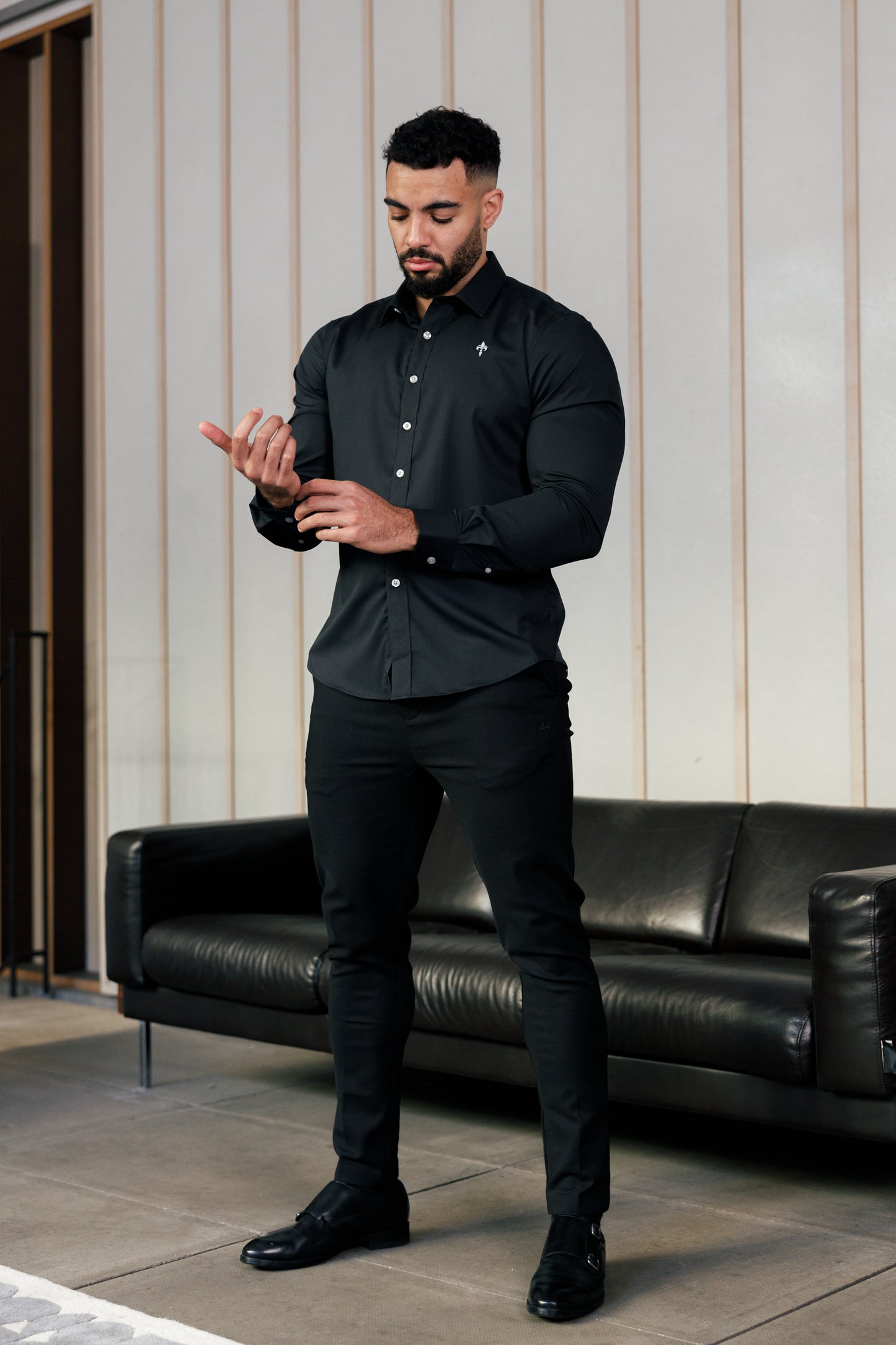 Tailored Fit Long Sleeve Shirt Black