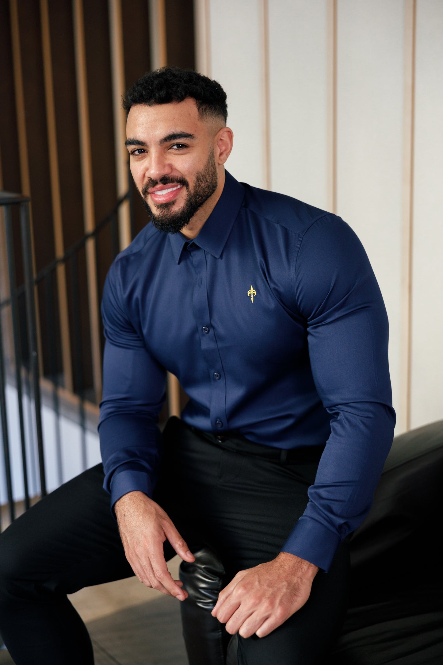 Tailored Fit Long Sleeve Shirt Navy