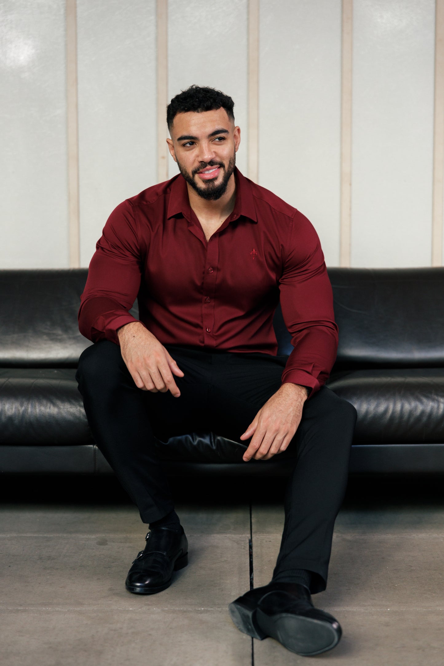 Tailored Fit Long Sleeve Shirt Vino Rosso