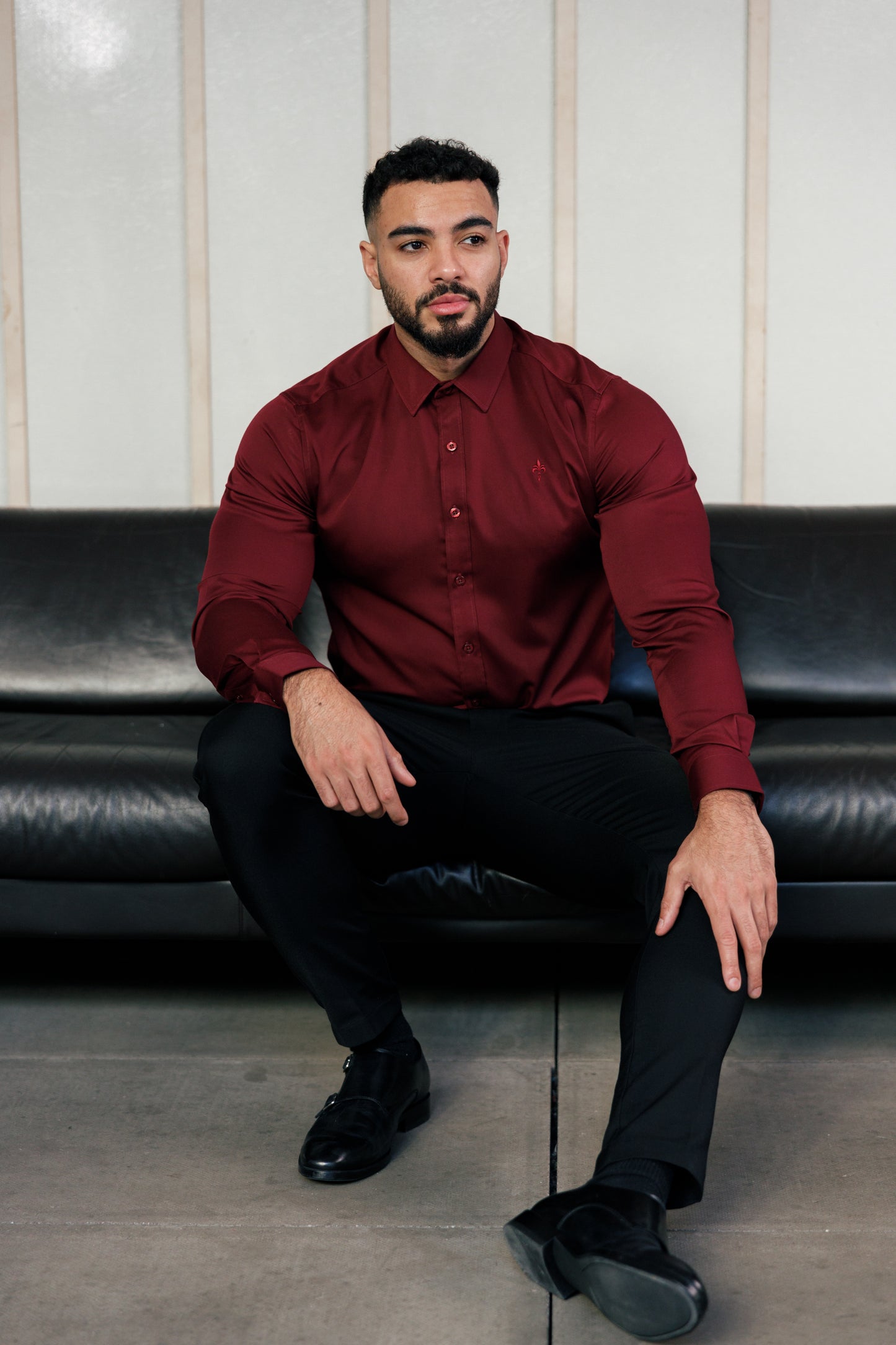 Tailored Fit Long Sleeve Shirt Vino Rosso