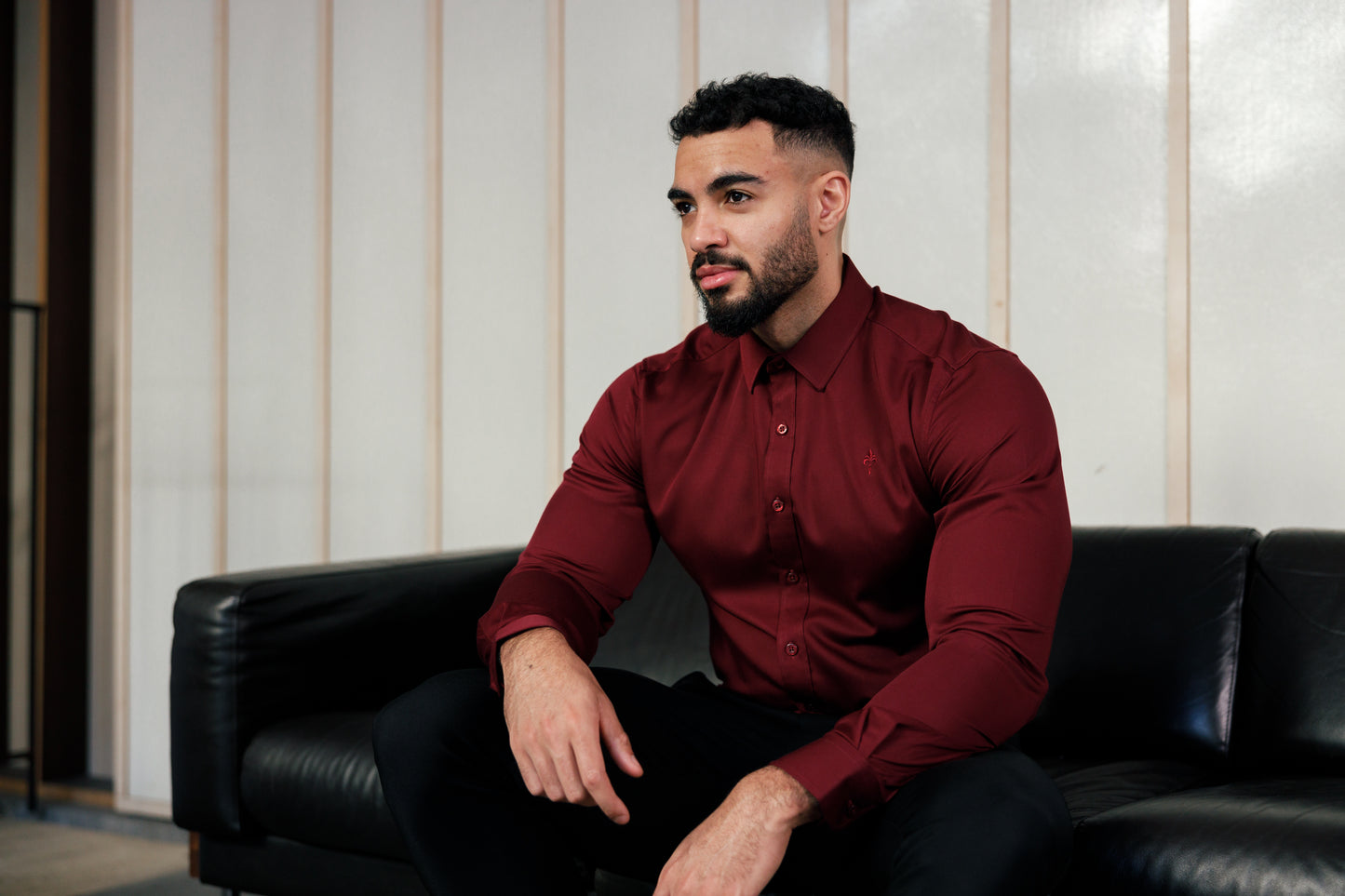 Tailored Fit Long Sleeve Shirt Vino Rosso