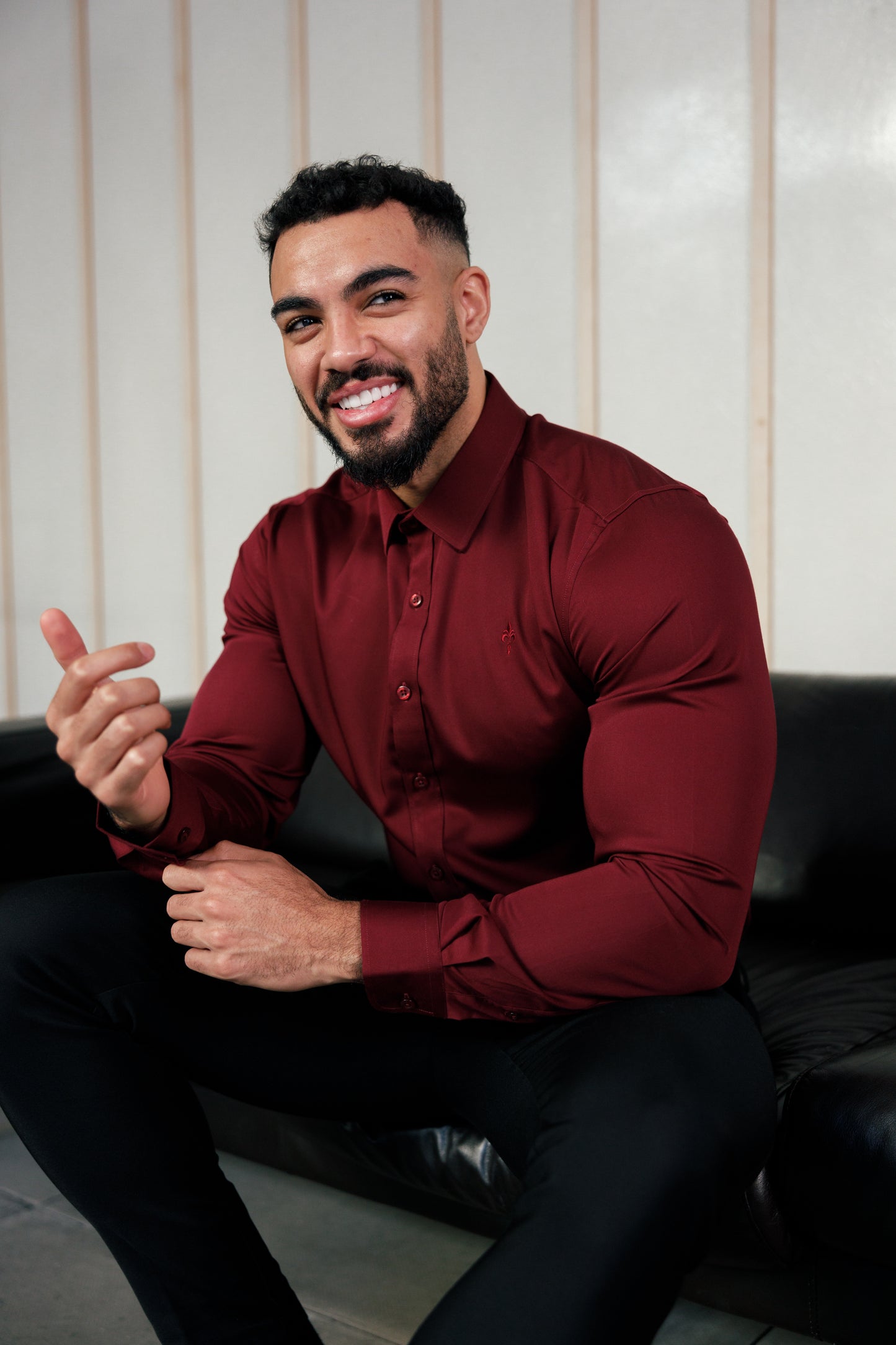 Tailored Fit Long Sleeve Shirt Vino Rosso