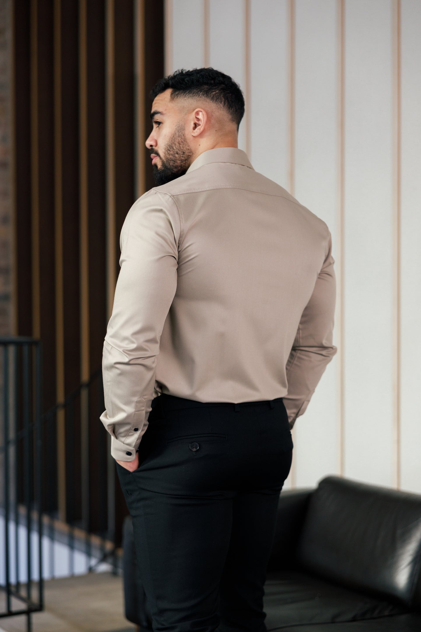 Tailored Fit Long Sleeve Shirt Khaki