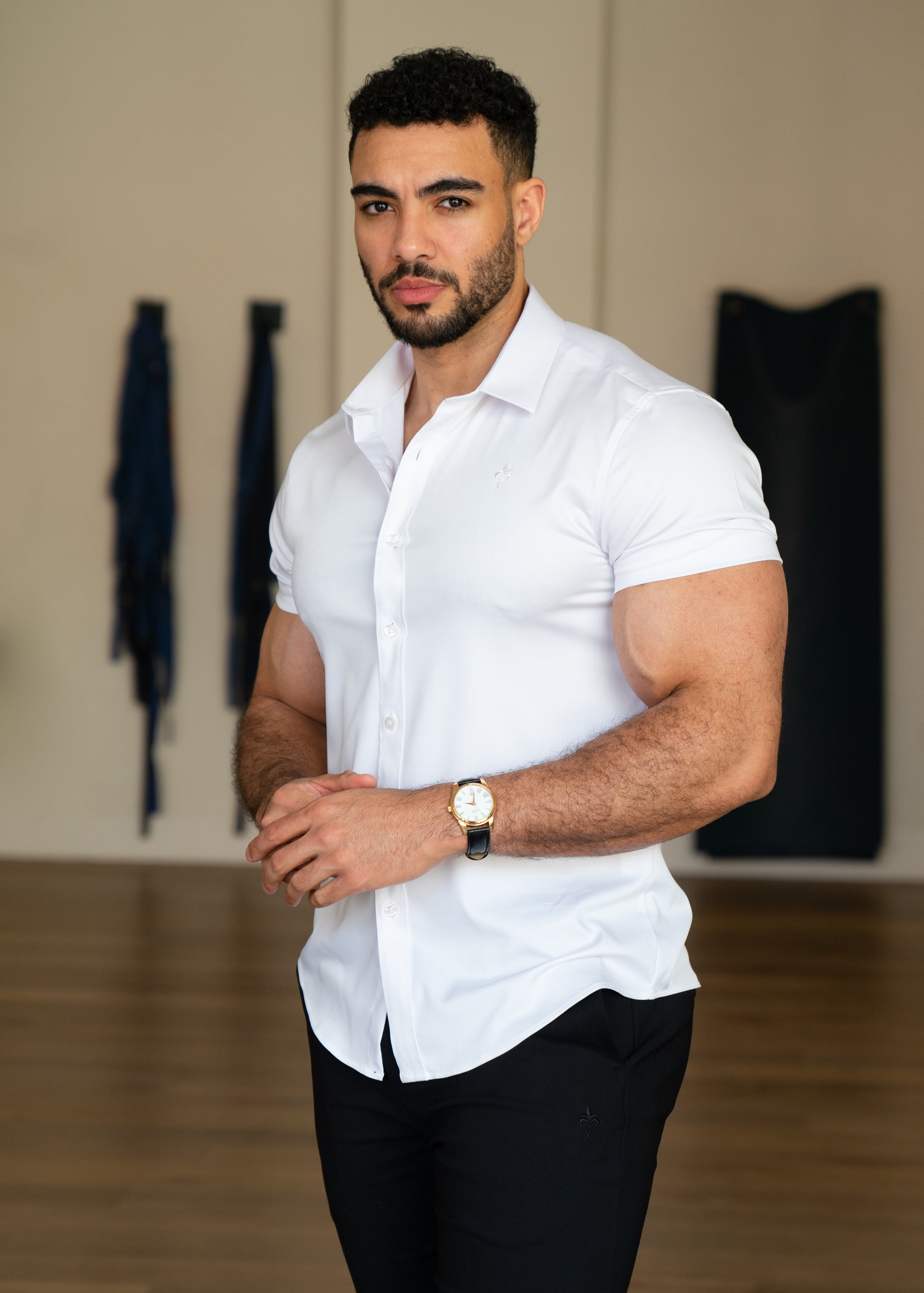 Slim Fit Short Sleeve Shirt White Louis Arjuna Slim Fit Short Sleeve Shirt White Louis Arjuna
