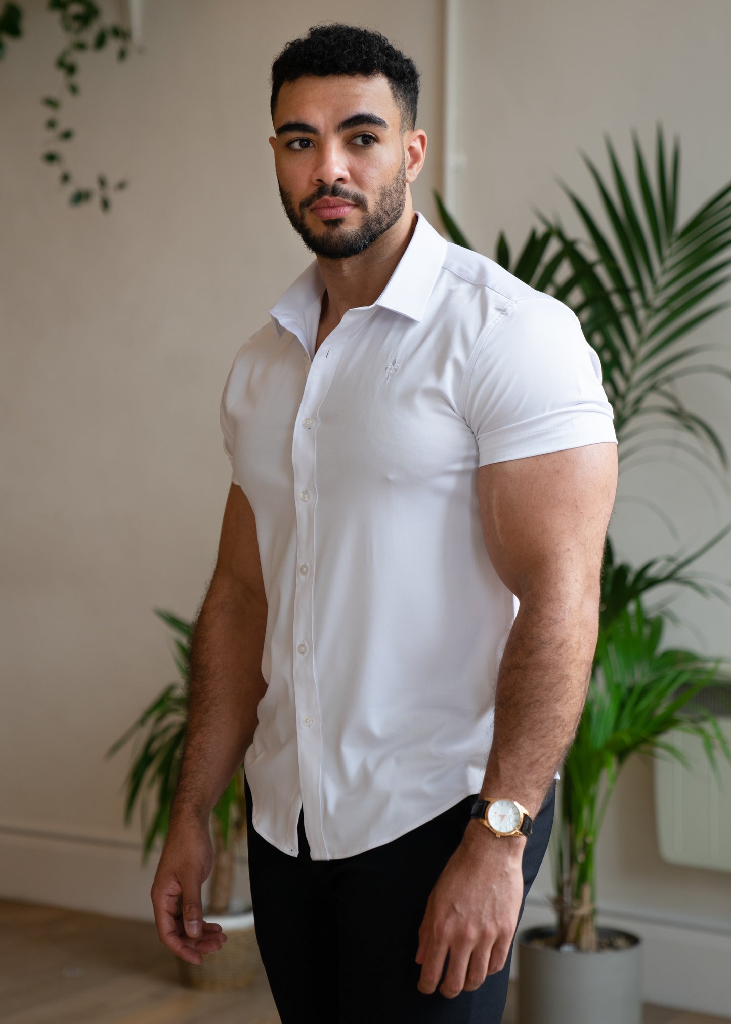 Slim Fit Short Sleeve Shirt White