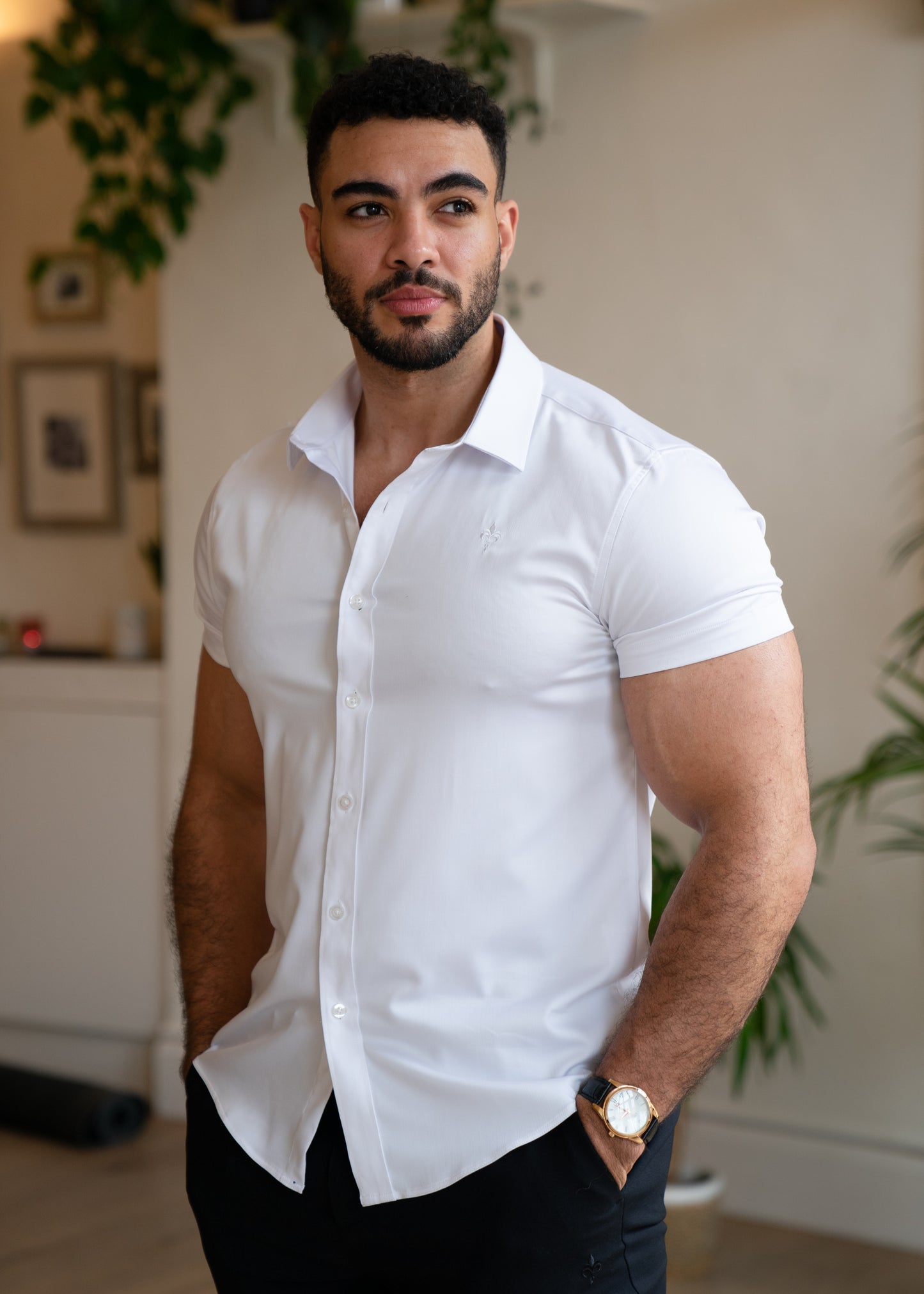 Slim Fit Short Sleeve Shirt White