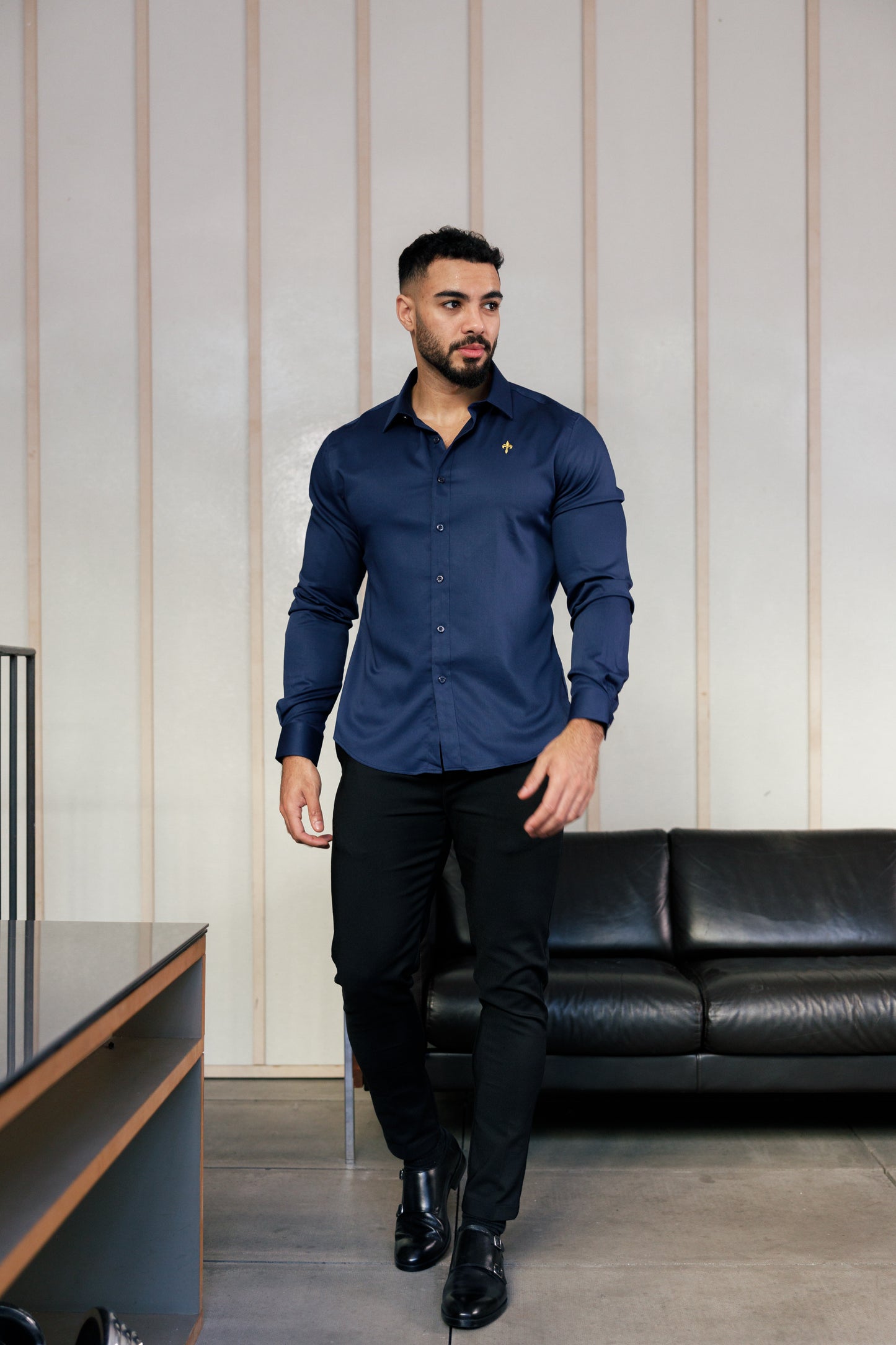 Tailored Fit Long Sleeve Shirt Navy