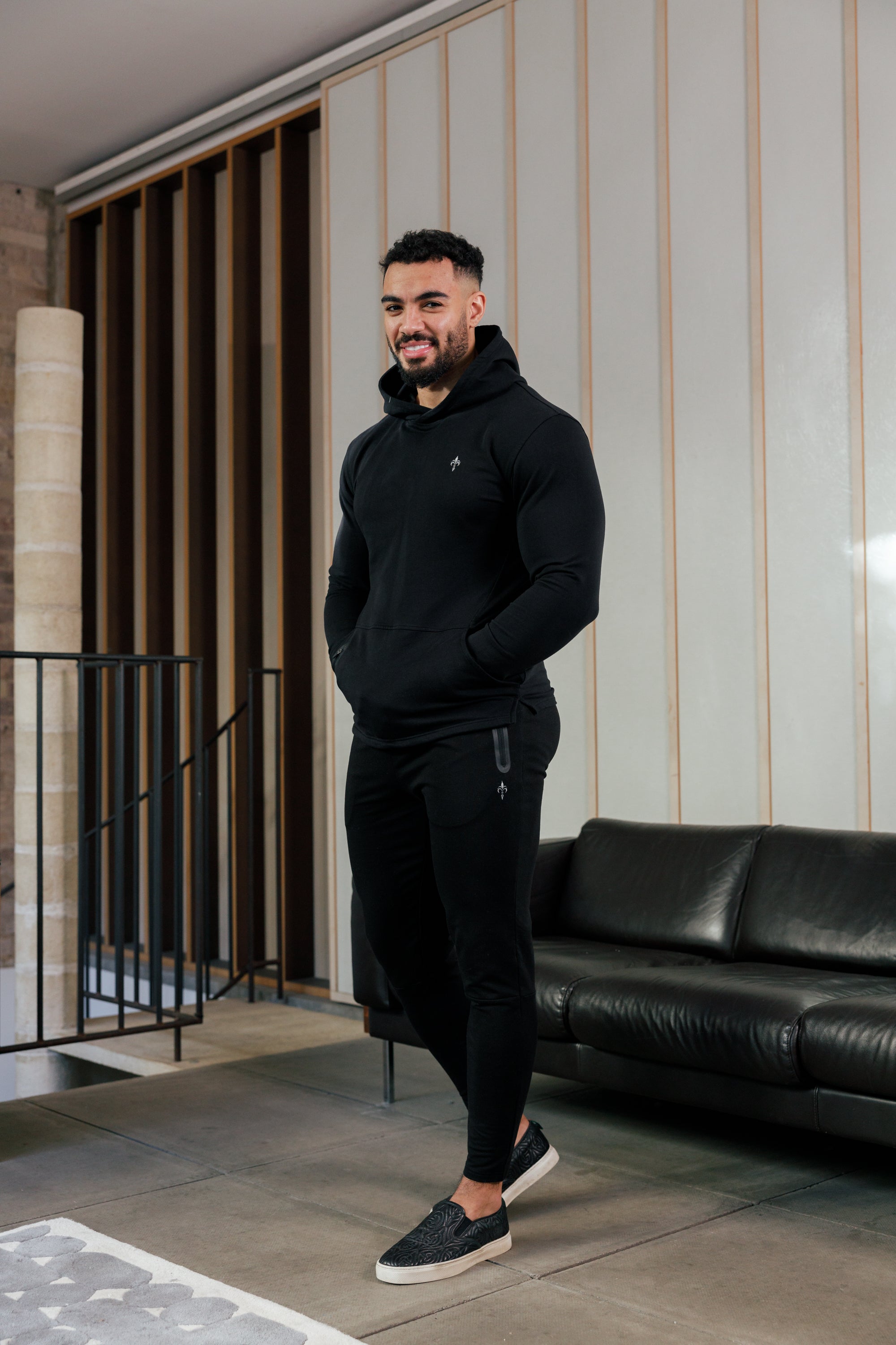 Black muscle clearance fit hoodie